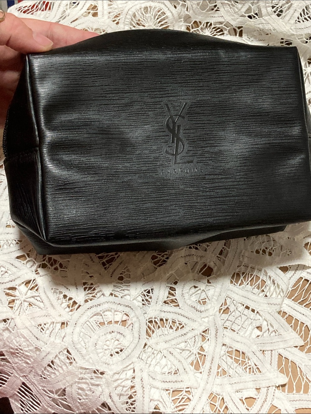 Yves Saint Laurent P arfums Black Textured Cosmetic Bag - Picture 8 of 8